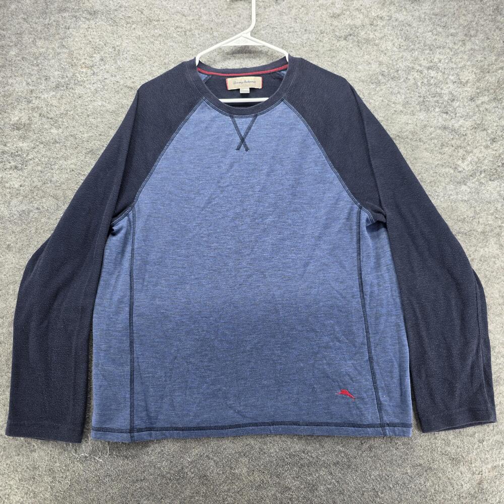 Tommy Bahama Sweatshirt Mens L Blue Pullover Lightweight Embroidered Fleece